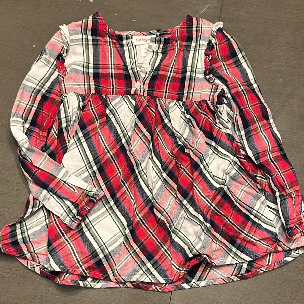 Cat & Jack Red Plaid Kids Shirt Size 5T